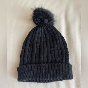 French Connection | Black Cable Knit Pom Pom Beanie